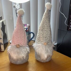 Cozy Knit Gnome Decor Set - Pink and Gray